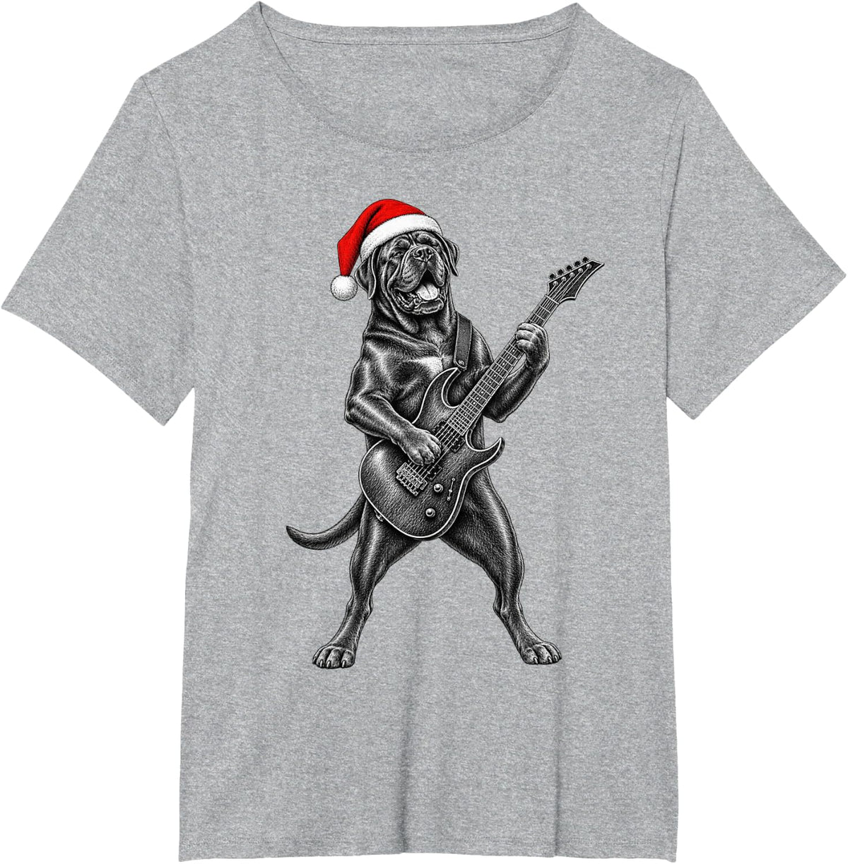 Funny Cane Corso Holiday Electric Guitar Dog T-Shirt - Heather Grey