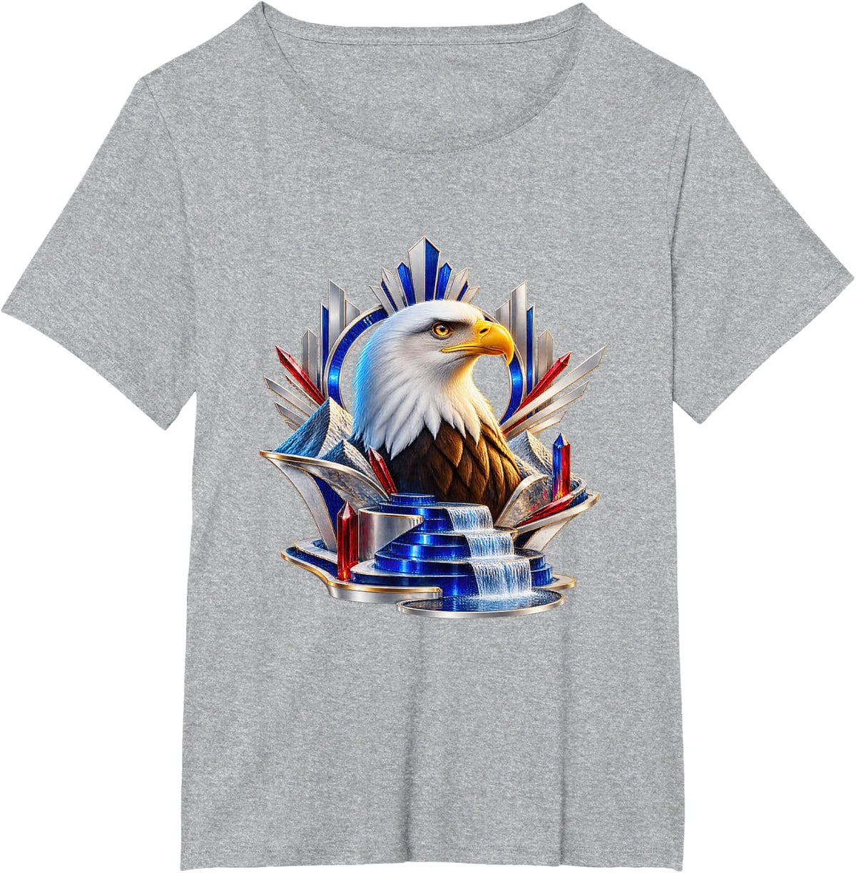 Bald Eagle Above Cobalt Peaks and Cascades T-Shirt - Heather Grey