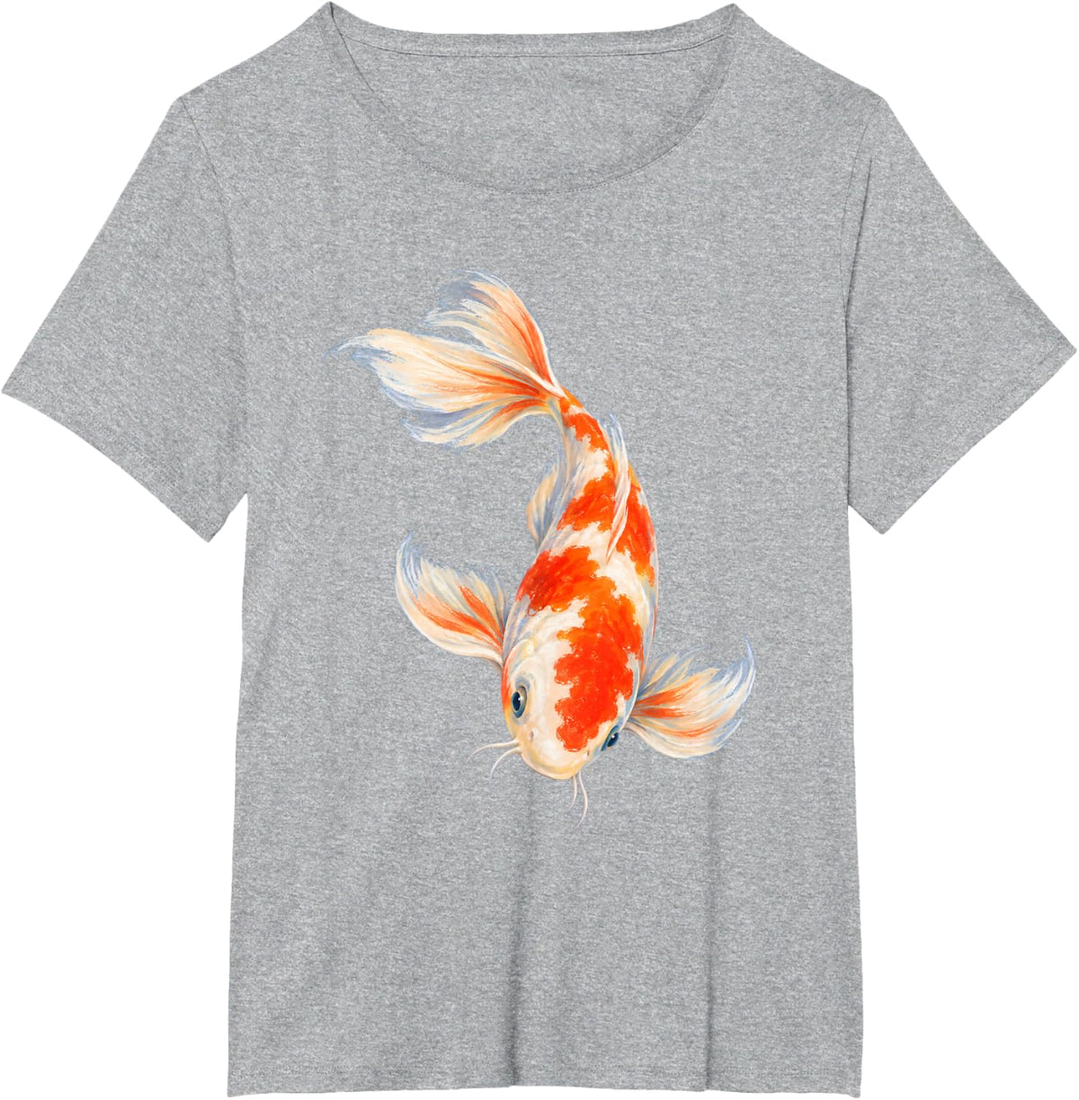 Koi Fish Ornamental Carp Aquatic Art Illustration T-Shirt - Heather Grey