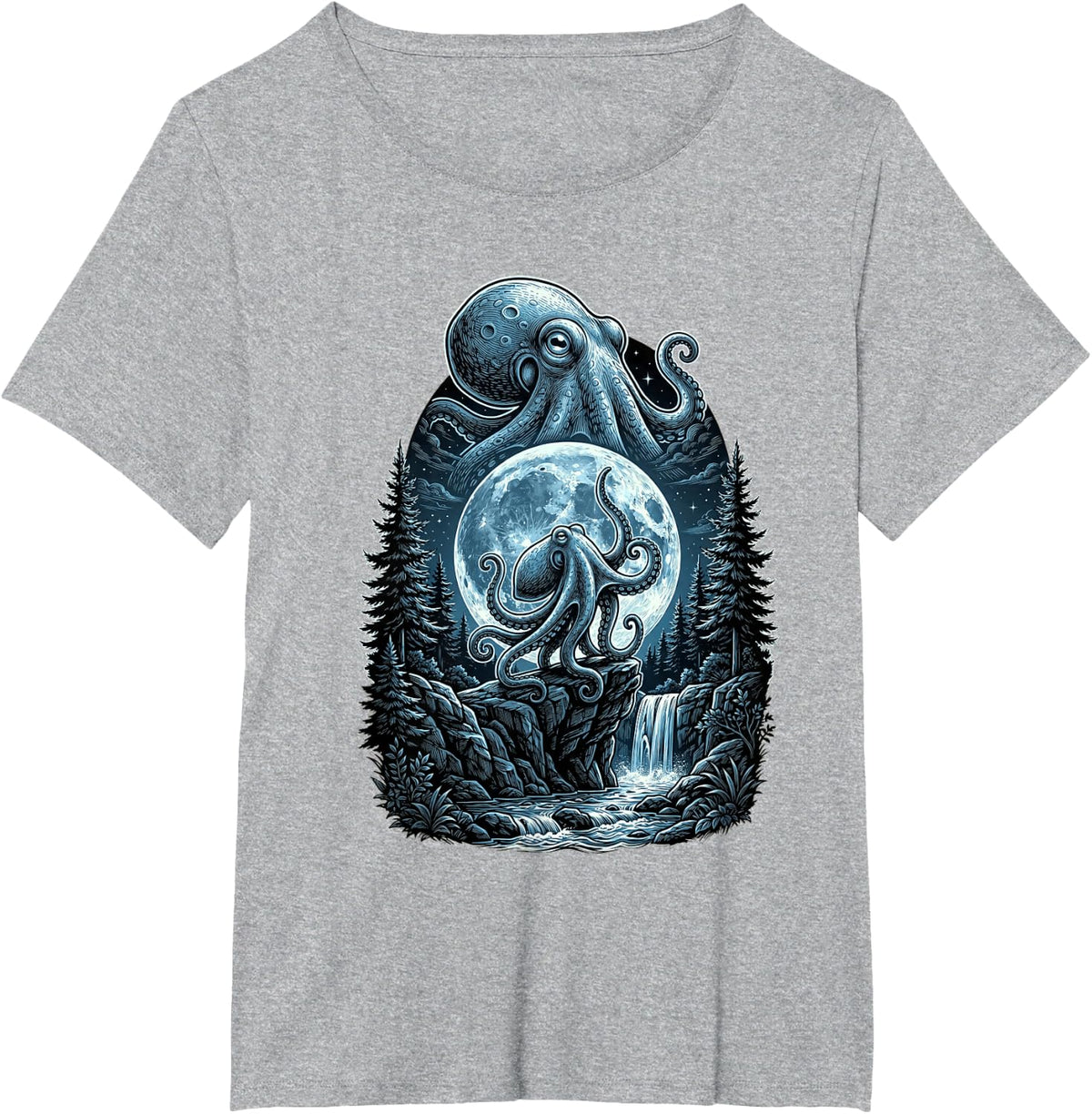 Kraken Octopus Howling to The Moon Funny Meme Lover Men T-Shirt - Heather Grey