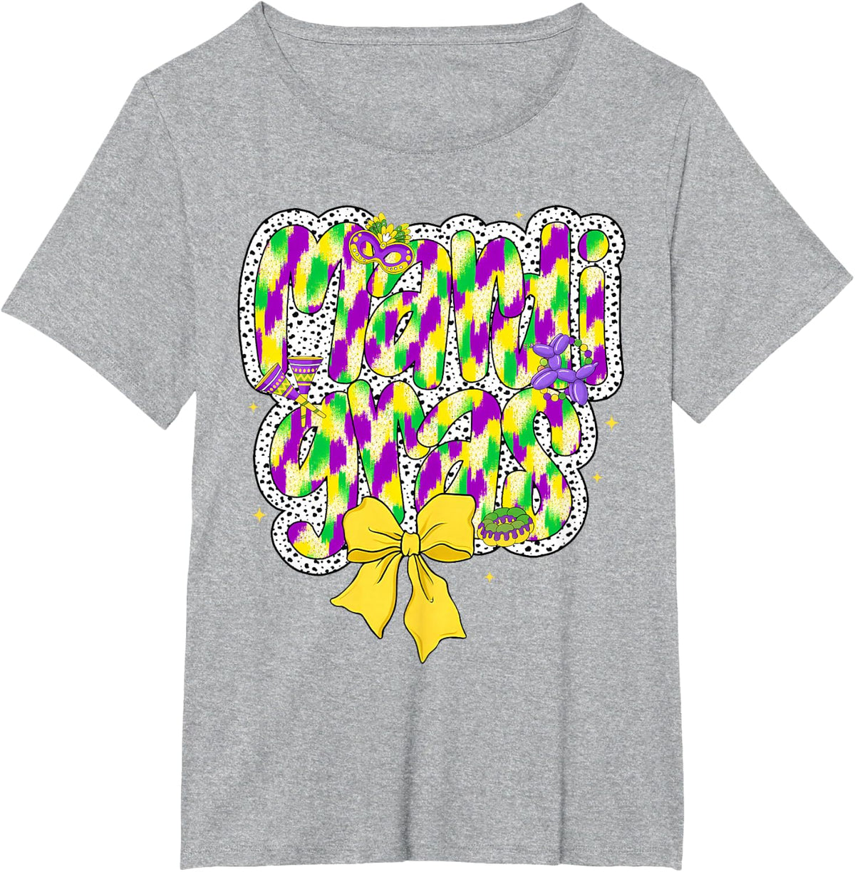 Cute Mardi Gras Coquette Bow Masked Women Girl Kid T-Shirt - Heather Grey