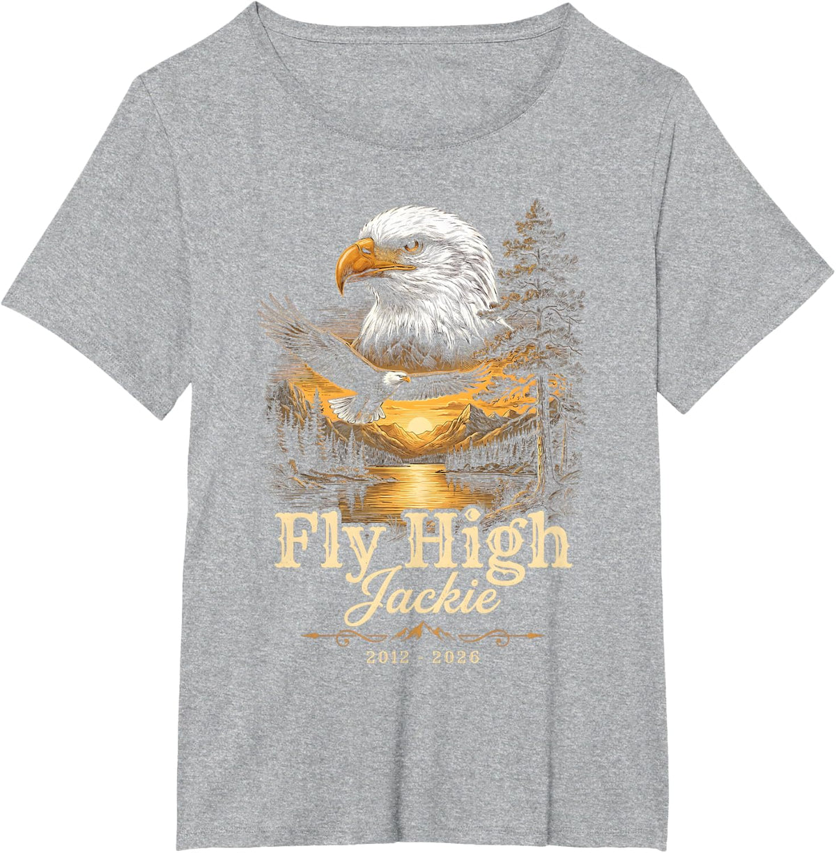 Fly High Jackie The Big Bear Bald Eagle Supports Wildlife T-Shirt - Heather Grey