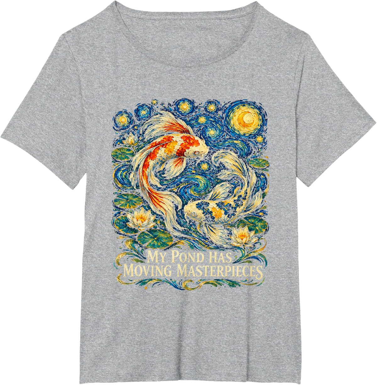 My Pond Has Moving Masterpieces Koi Fish Keeper Fishkeeping T-Shirt - Heather Grey