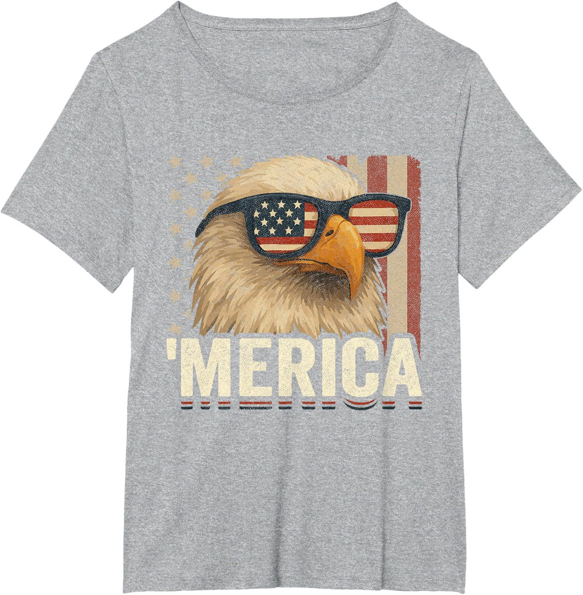 American Flag Eagle - 4th of July USA - Bald Eagle Flag T-Shirt - Heather Grey
