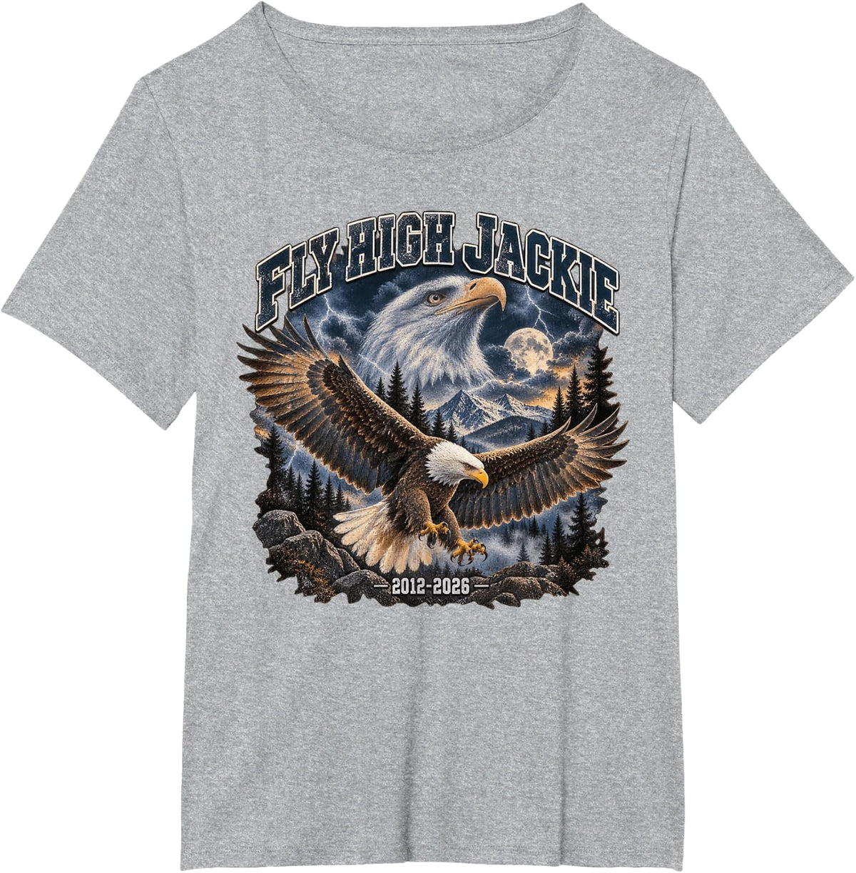 Fly High Jackie, Jackie and Shadow Bald Eagle for Men Women T-Shirt - Heather Grey