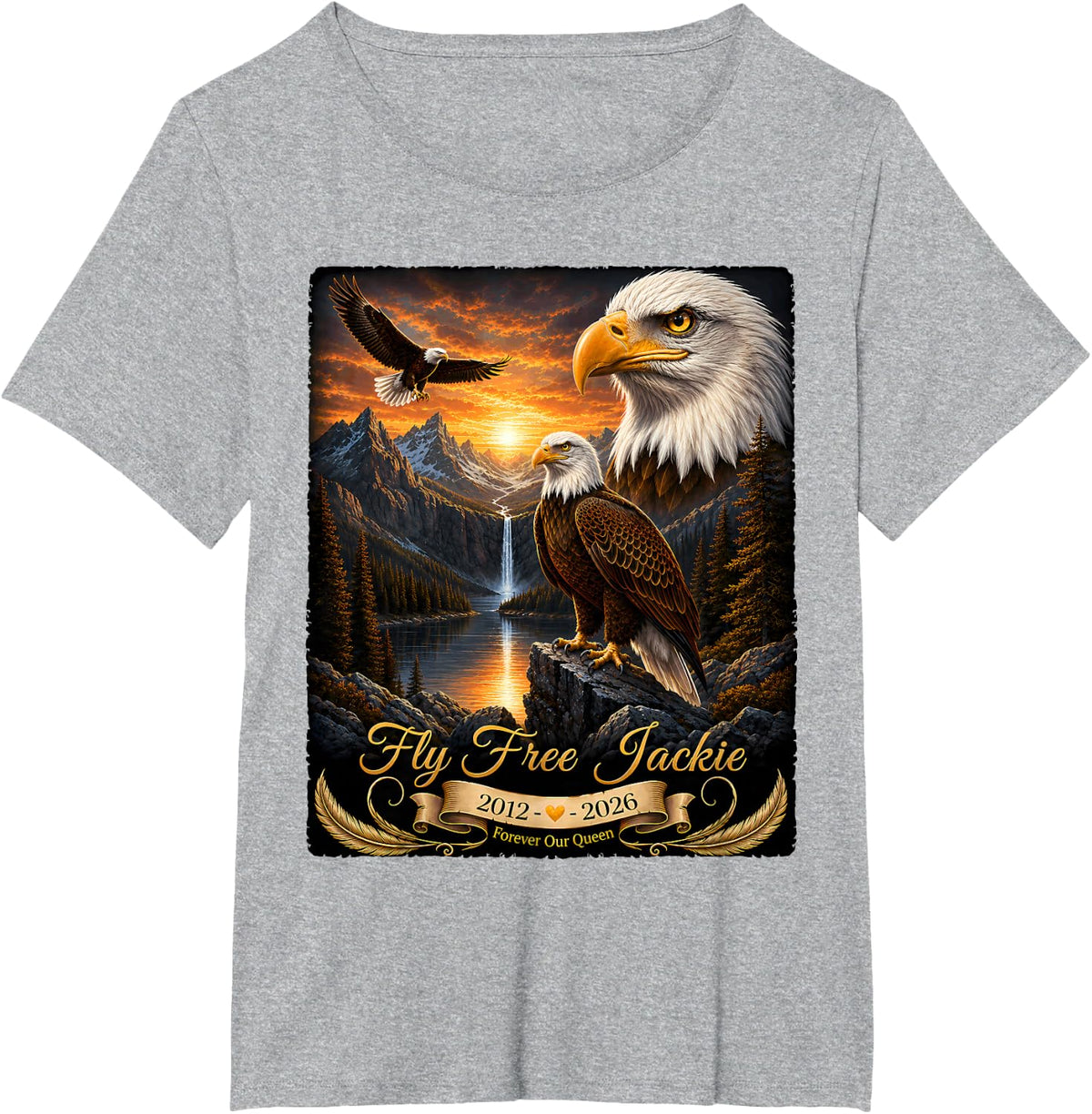Jackie and Shadow Big Bear Lake Bald Eagle Memorial Tribute Tees T Shirts for Eagle Lovers - Heather Grey
