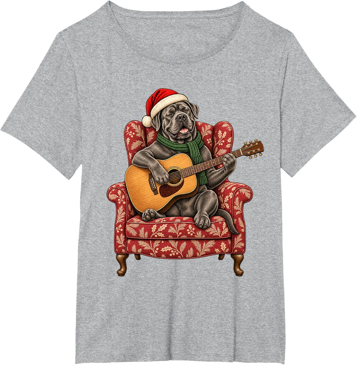 Cane Corso X-Mas Acoustic Guitarist T-Shirt - Heather Grey