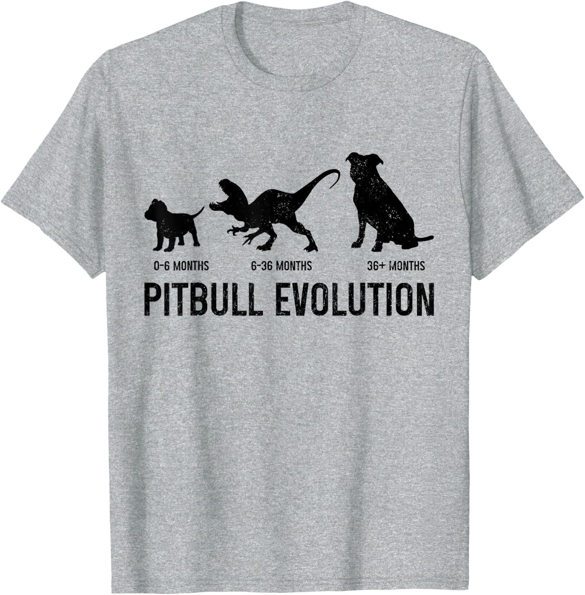 Pitbull Evolution Funny Dog Lover Puppy Pitbull Mom Dad T-Shirt - Heather Grey