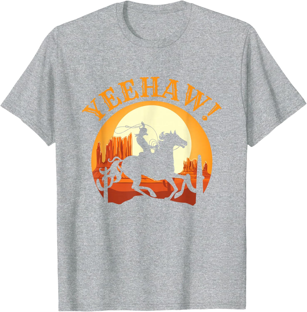 Howdy Cowboy Rodeo Riding Lover Saying Yeehaw! Gift T-Shirt - Heather Grey