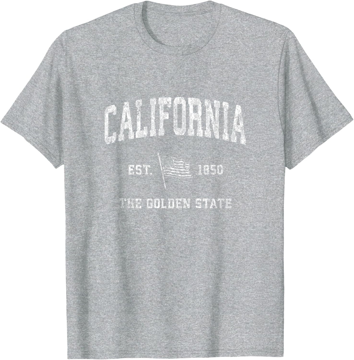 California CA T-Shirt Vintage US Flag Sports Design Tee T-Shirt - Heather Grey