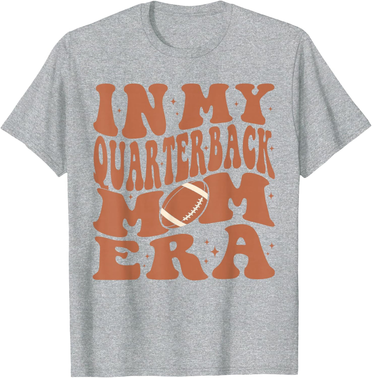In My Quarterback Mom Football Era Groovy QB Mama Christmas T-Shirt - Heather Grey