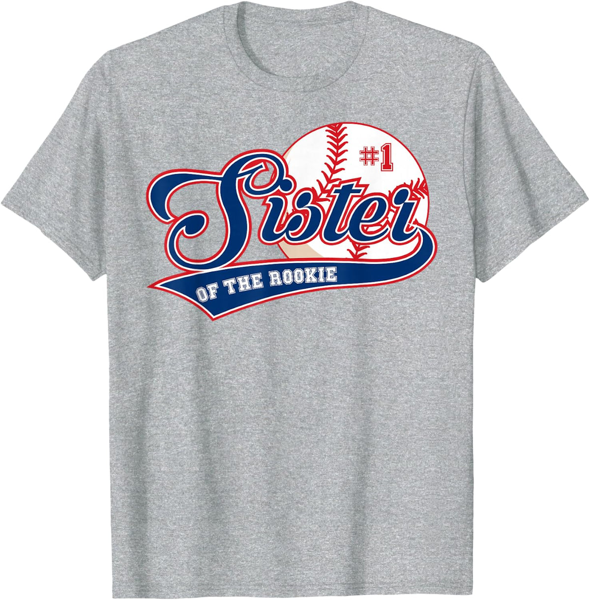 Sister of Rookie 1st Birthday Baseball Theme Matching Party T-Shirt - Heather Grey