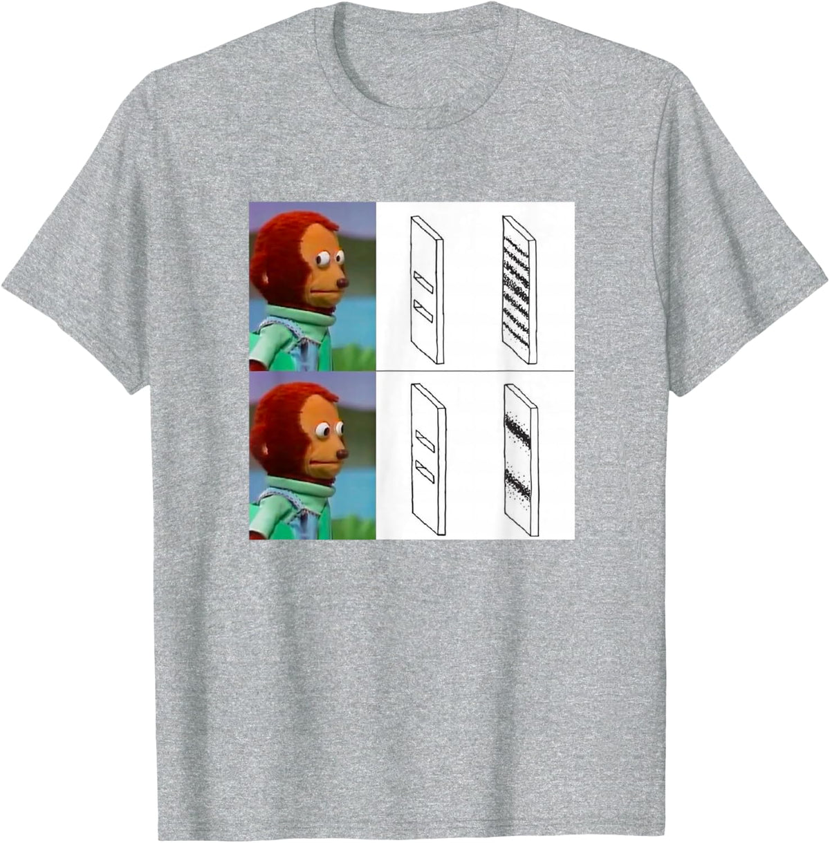 Observer Effect Meme Funny Quantum Physics Awkward Monkey T-Shirt - Heather Grey
