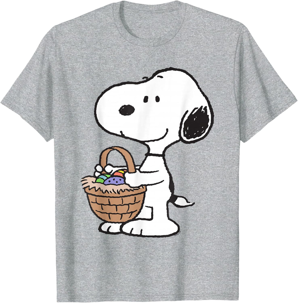 Peanuts Snoopy Easter Egg Basket T-Shirt - Heather Grey
