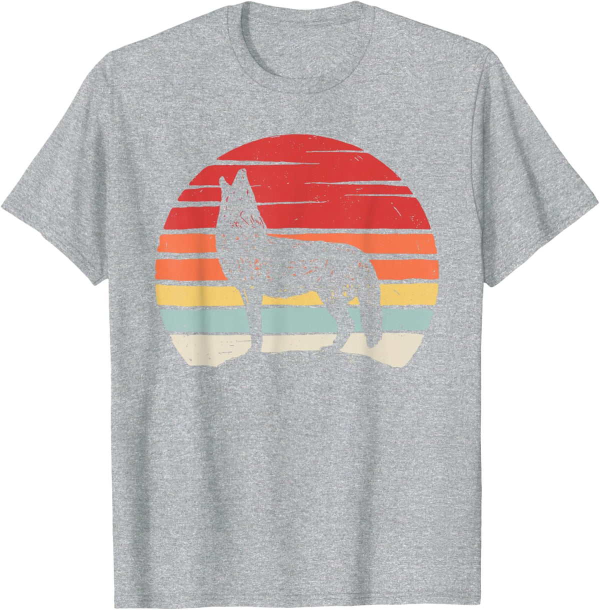 Catch Some Rays Vintage Retro Coyote T-Shirt - Black, Small, Unisex, Short Sleeve, Classic Fit - Heather Grey