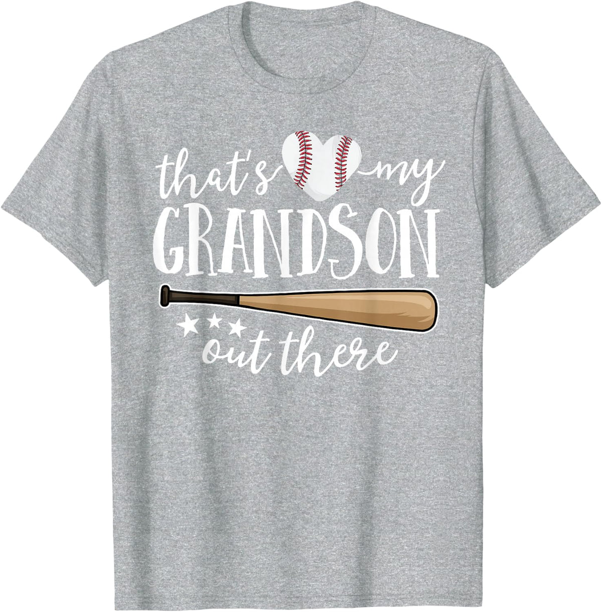 That's My Grandson Out There Gift Women Baseball Grandma T-Shirt - Heather Grey