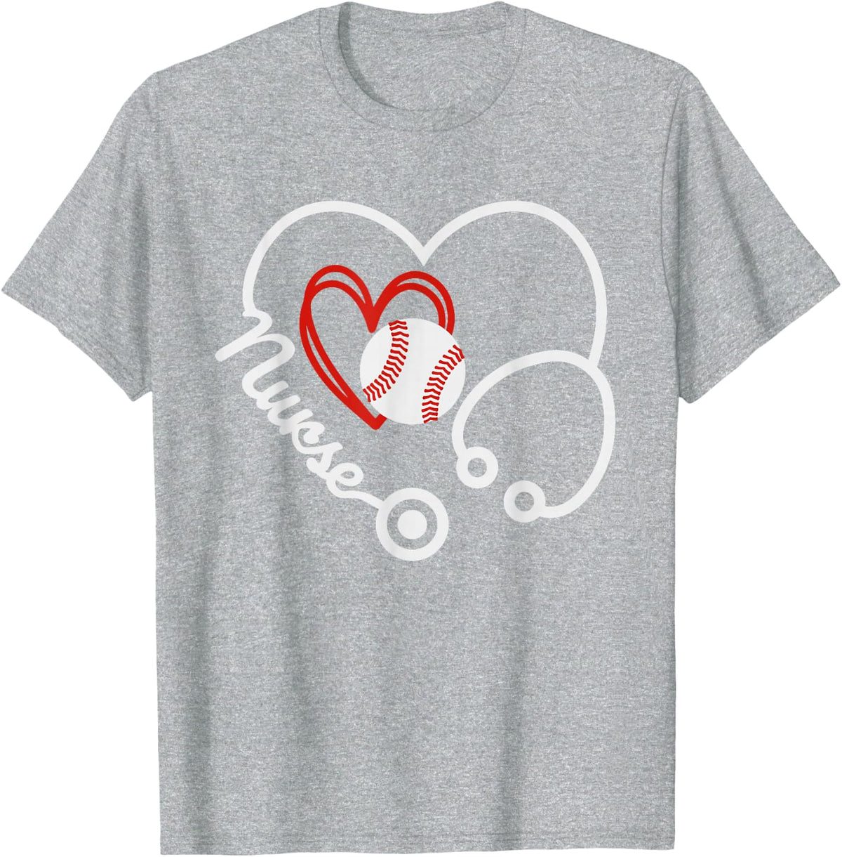 Nurses Love Baseball T-Shirt Tee for Nurse Appreciation Cute Shirts Fun Nursing Tees - Heather Grey