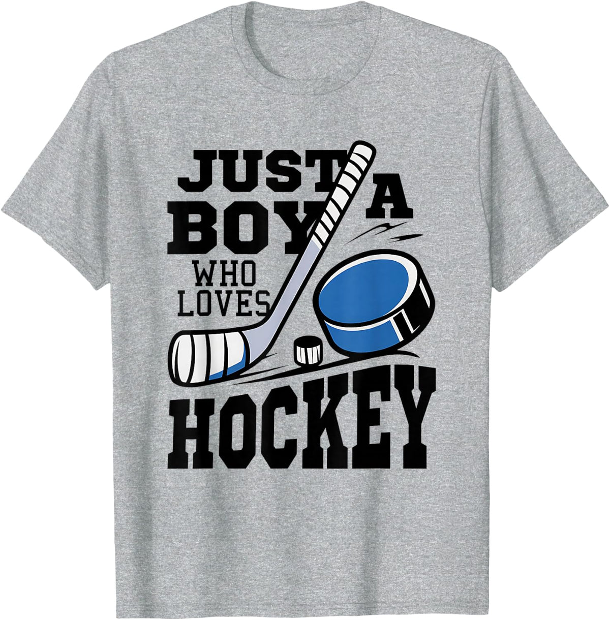 Just A Boy Who Loves Hockey Ice Hockey Lover Boys Ice Hockey T-Shirt - Heather Grey