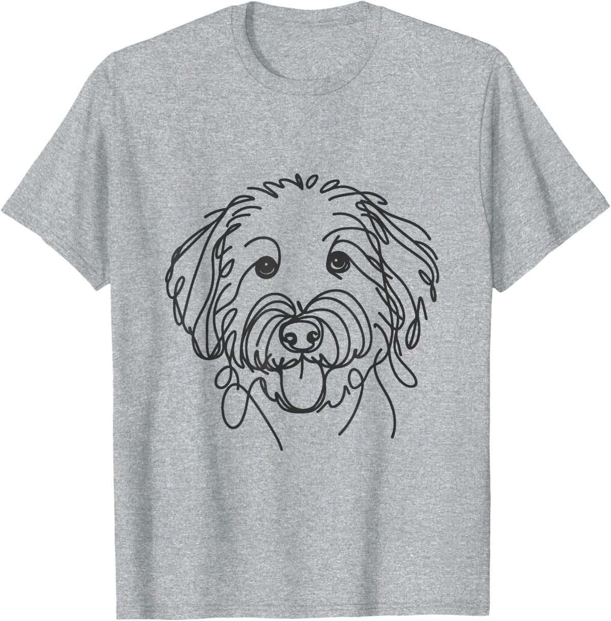 Line Art Dad Mom Dog - Aussiedoodle T-Shirt - Heather Grey