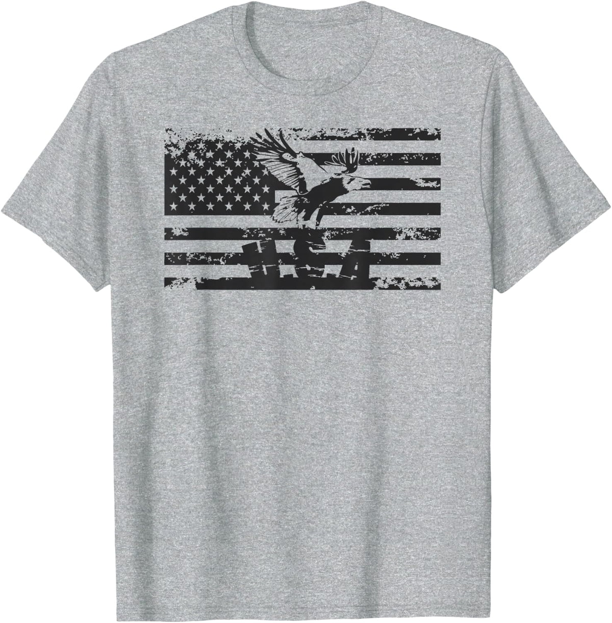 American Flag Eagle USA Patriot Military T-Shirt Men Women T-Shirt - Heather Grey