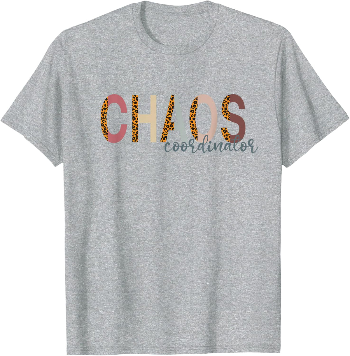 Chaos Coordinator Leopard Print T-Shirt - Heather Grey