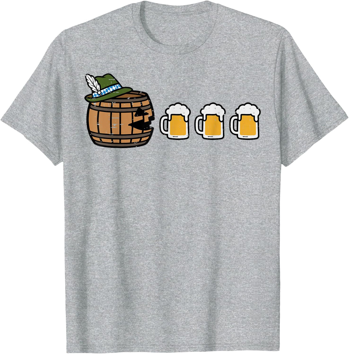 Funny Oktoberfest Gamer Beer Drinking German for Men Women T-Shirt - Heather Grey