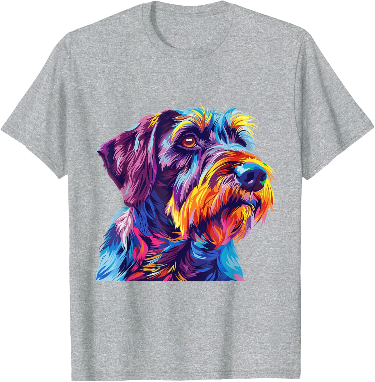 German Wirehaired Pointer Pop Art Dog Breed Graphic T-Shirt - Heather Grey