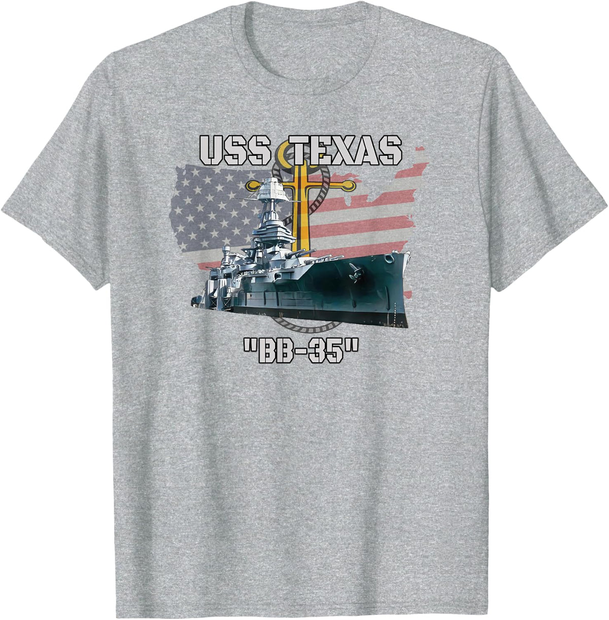USS Texas BB-35 Battleship Veterans Warship Father Grandpa T-Shirt - Heather Grey