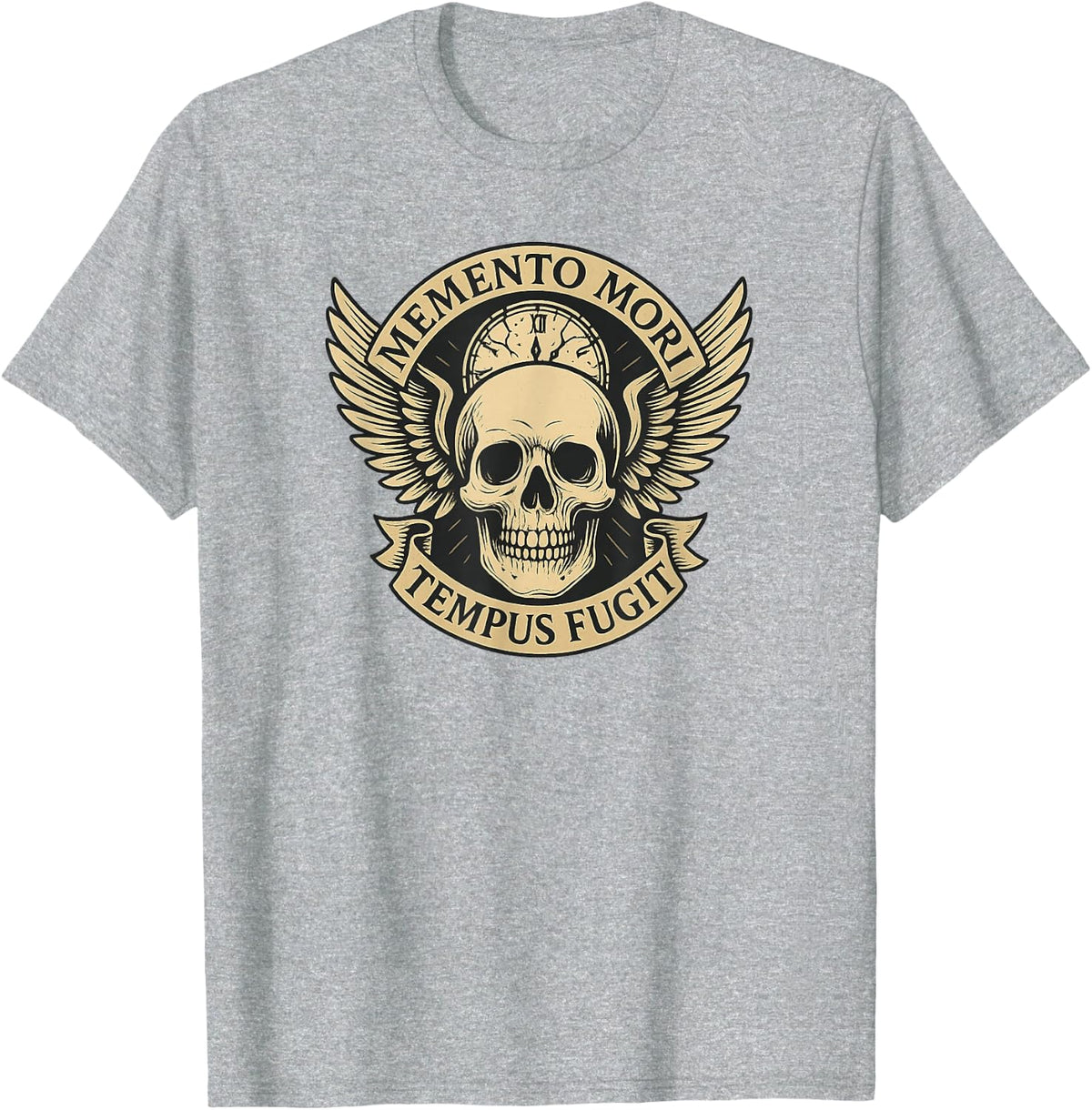 Memento Mori Tempus Fugit Latin Stoic Quote T-Shirt - Heather Grey