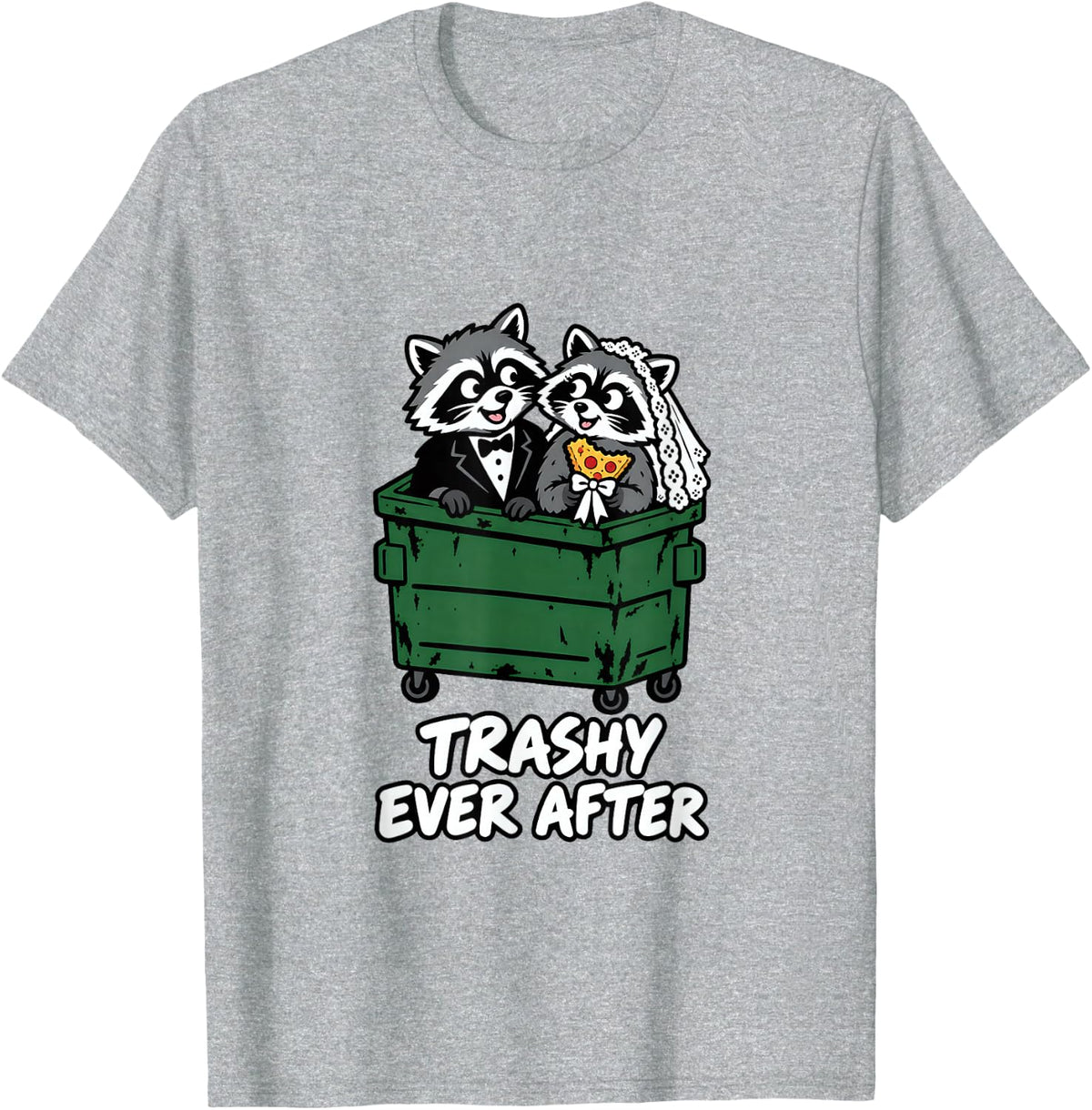 Trashy Ever After Halloween Raccoon Couple T-Shirt - Heather Grey