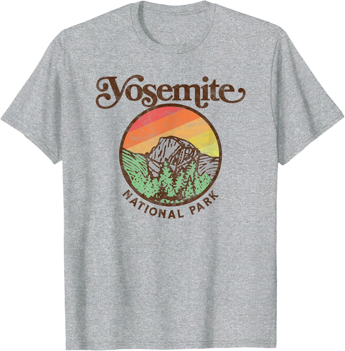 Yosemite National Park Retro 60s Half Dome Graphic T-Shirt - Heather Grey
