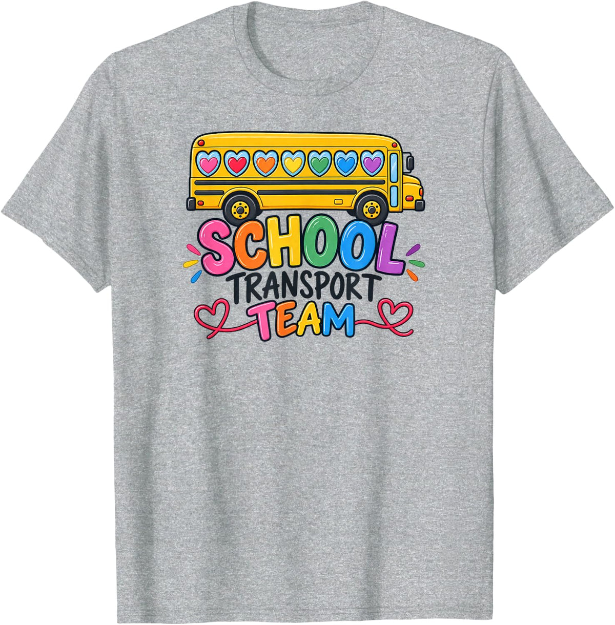 School Bus Transport Team T-Shirt - Heather Grey