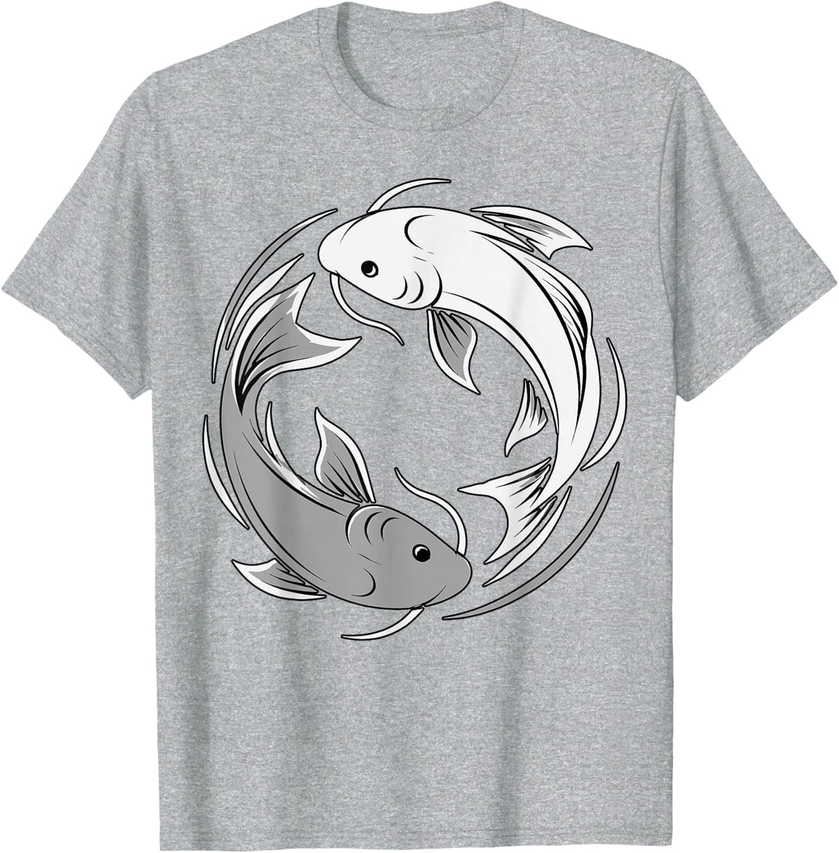 Koi Fish Yin Yang Watercolor T-Shirt - Heather Grey