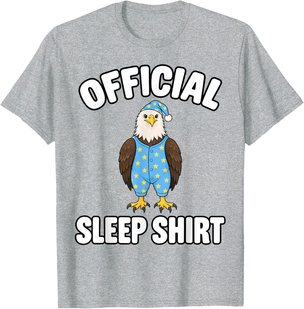 Bald Eagle Sleeping in Pajamas Official Sleepshirt Cute Bird T-Shirt - Heather Grey