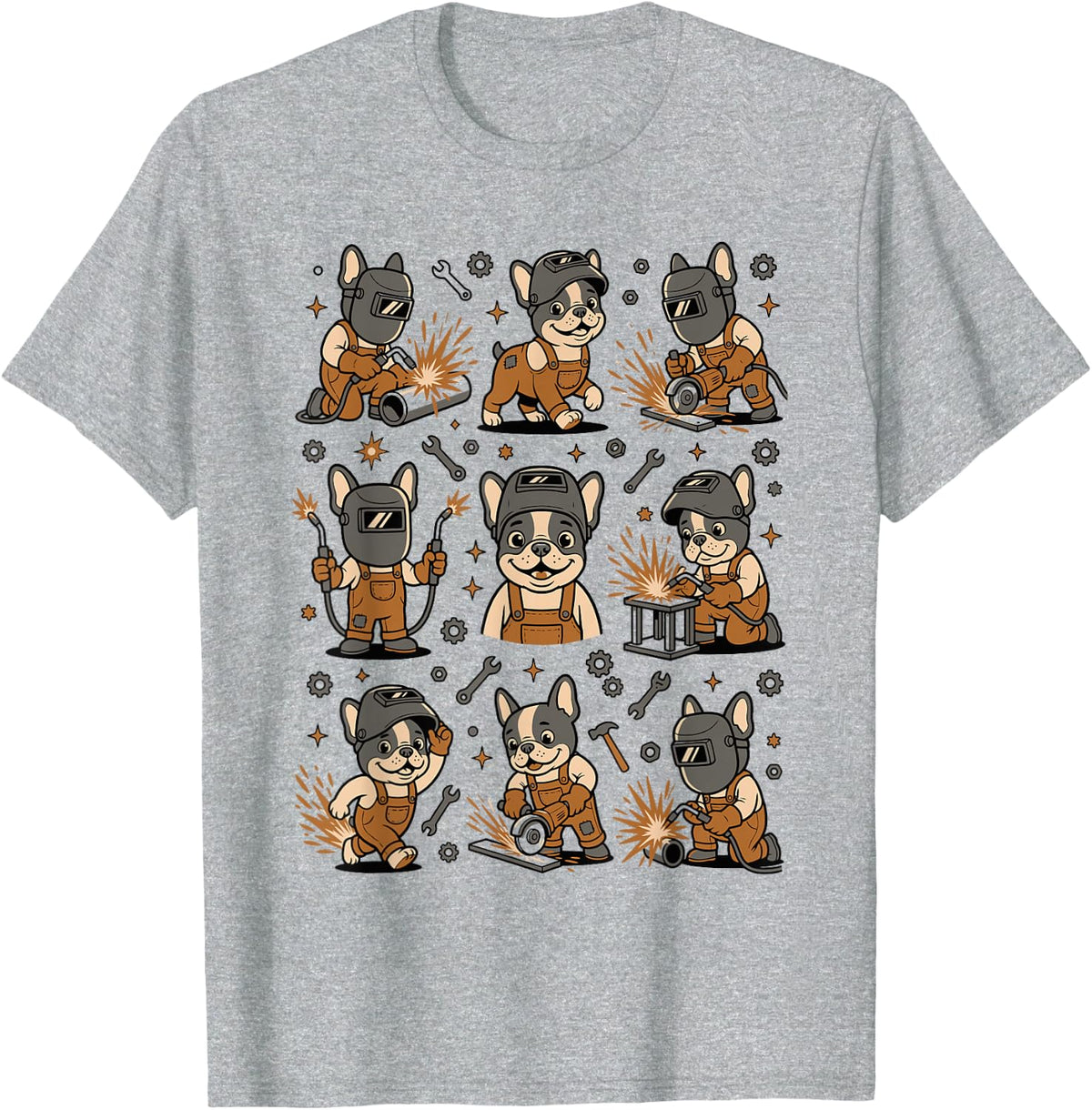 Funny Welder Dogs Work Metalworker Welding for Men Women T-Shirt - Heather Grey
