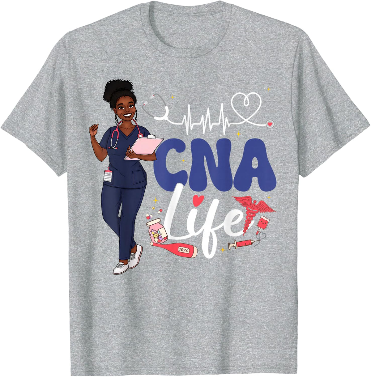 CNA Nurse Black History Month T-Shirt African American Juneteenth Tee - Heather Grey