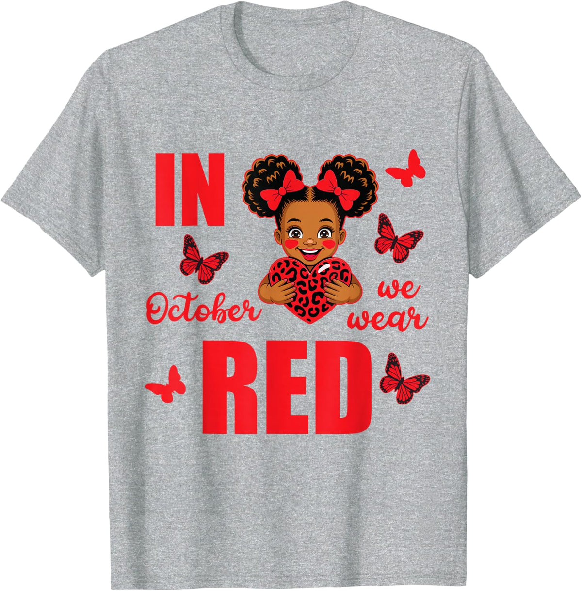 in October We Wear Red Black Princess Dyslexia Awareness T-Shirt - Heather Grey