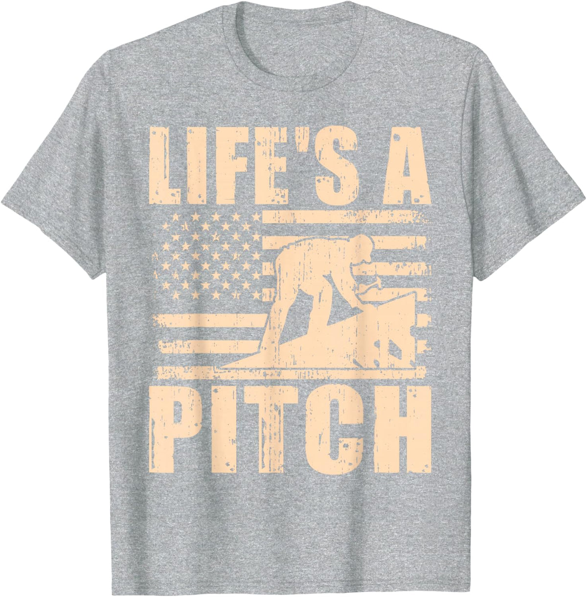 Lifes a Pitch Roofing T-Shirt - Heather Grey