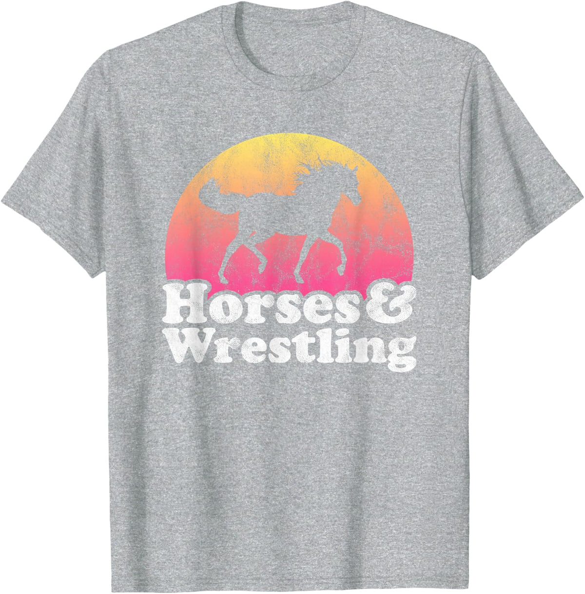 Horse and Wrestler Women or Girls Horses Wrestling T-Shirt - Heather Grey