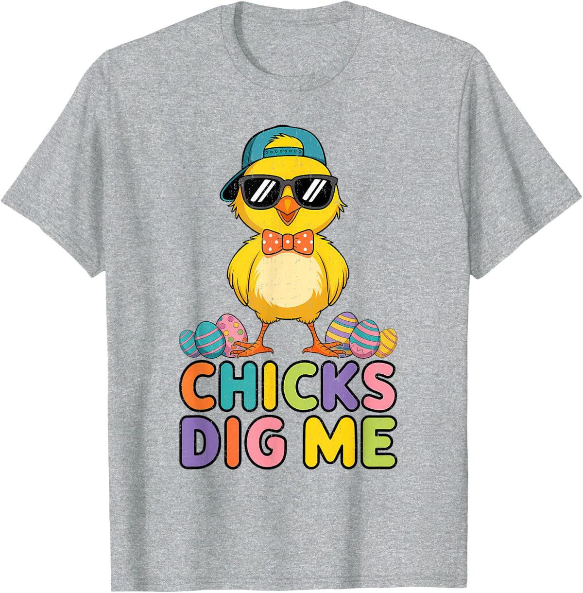 Happy Easter Day Chicks Dig Me Cute Easter Kids Boys Men T-Shirt - Heather Grey
