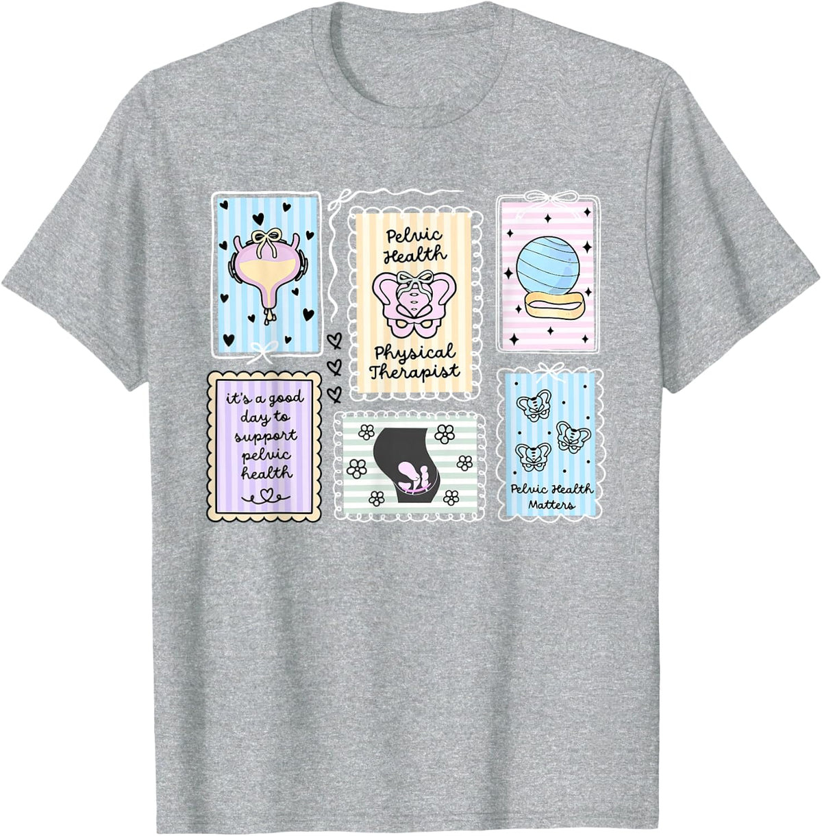 Stamp Pelvic Health Physical Therapist Floor Appreciation T-Shirt - Heather Grey