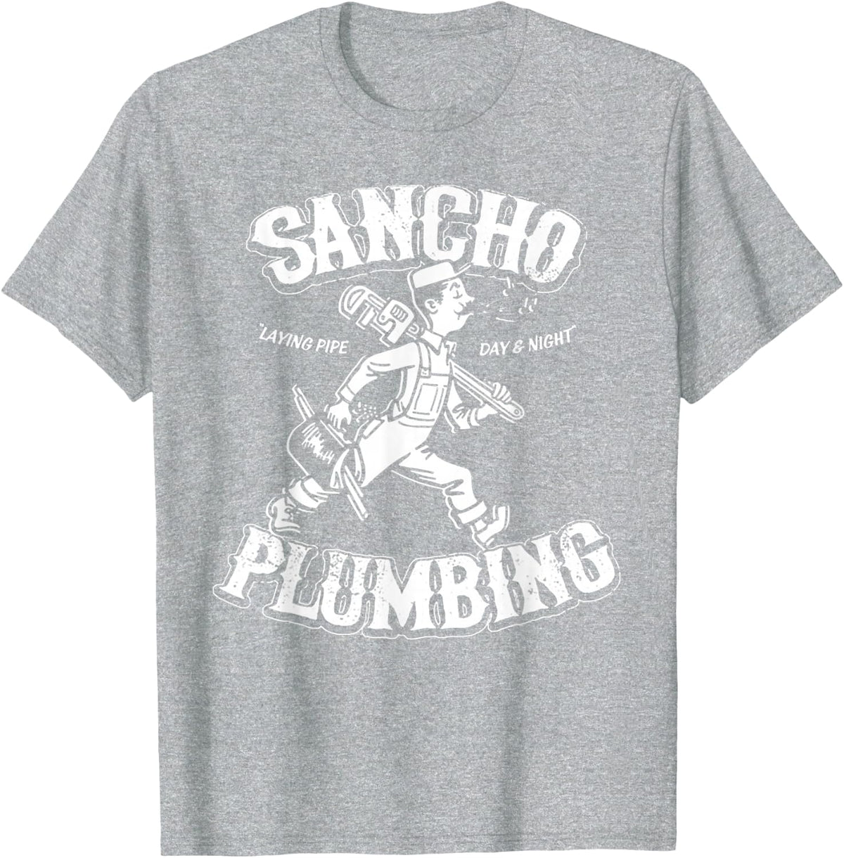 Sancho Plumbing T-Shirt Funny Plumber Tee Cool Graphic T Shirts for Men Women - Heather Grey