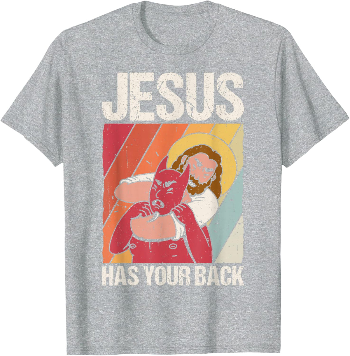 JESUS HAS YOUR BACK Christian Jiu Jitsu T-Shirt - Heather Grey