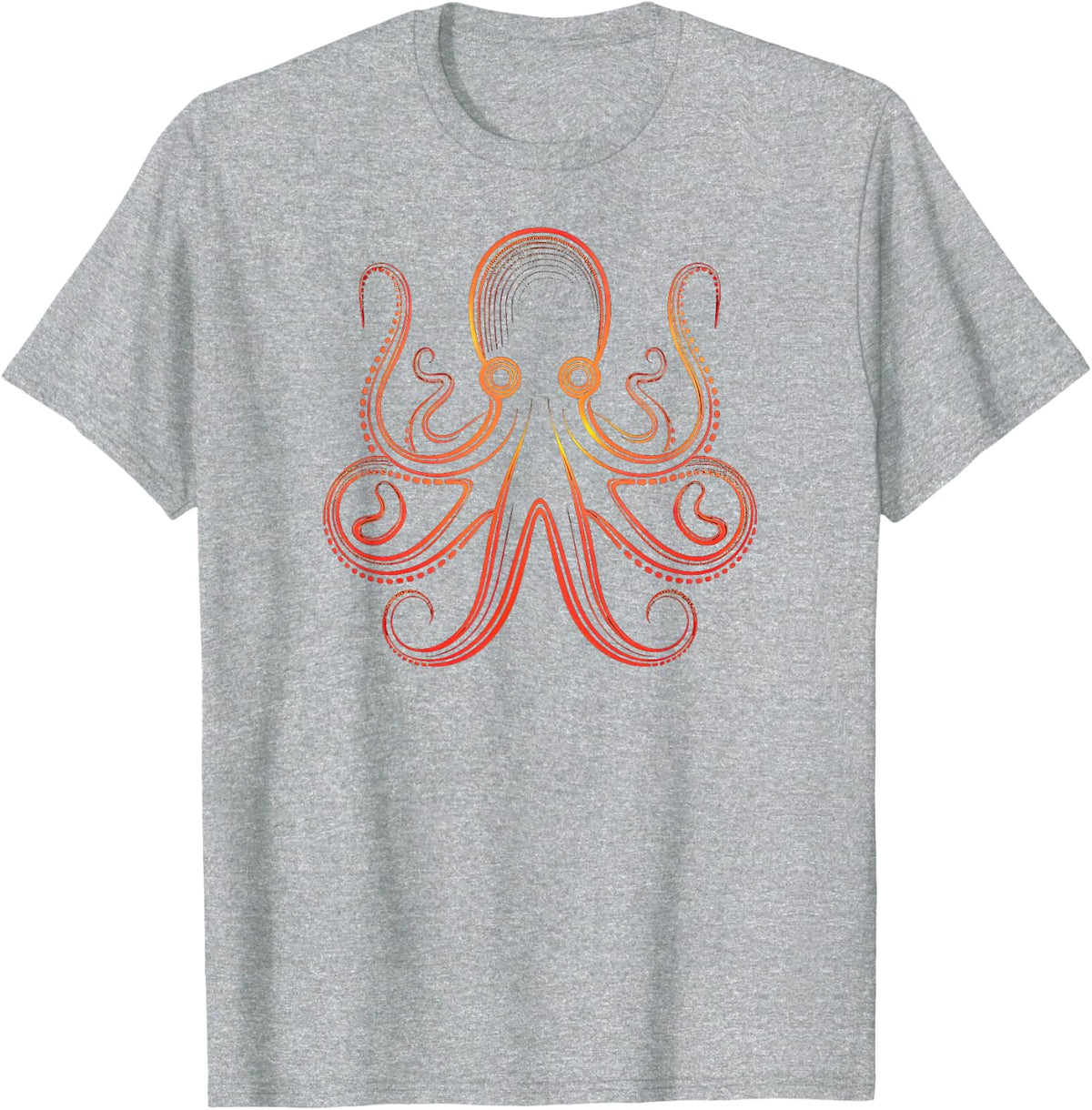 Orange Octopus T-Shirt - Heather Grey