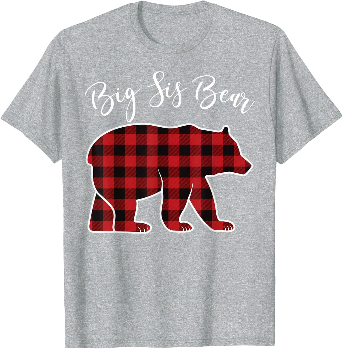 Sister Bear Pajama Red Buffalo Xmas Funny Family Christmas T-Shirt - Heather Grey