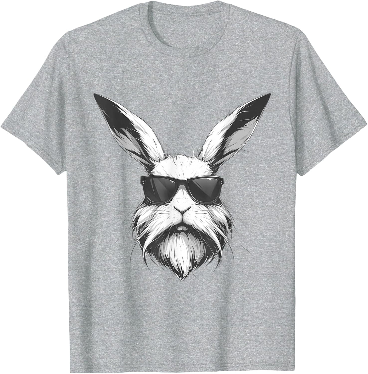 Beard Bunny Face With Sunglasses Easter Day 2024 Men Boy Kid T-Shirt - Heather Grey
