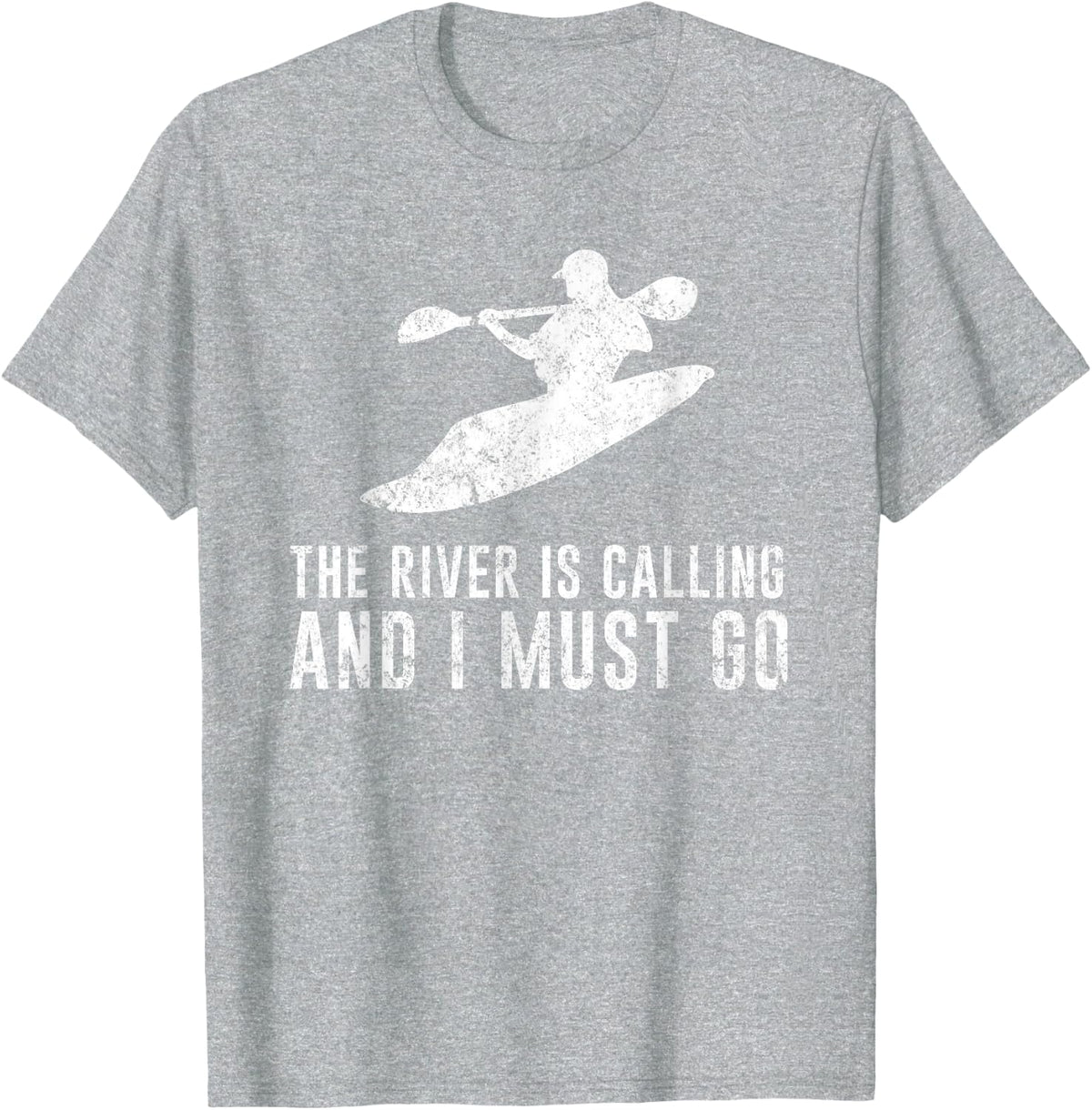 Whitewater Kayaking Tshirt - The River is Calling T-Shirt - Heather Grey