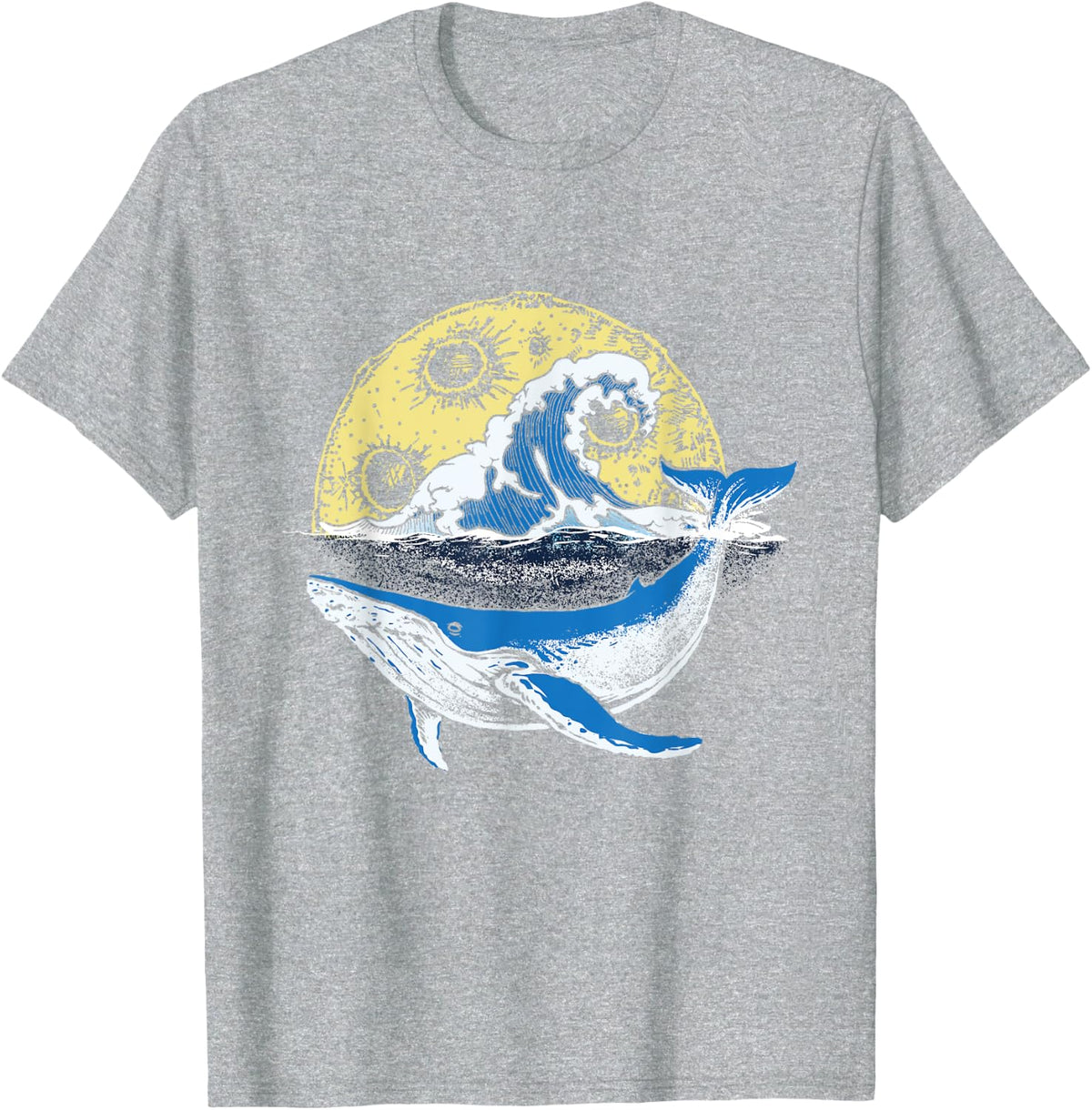 Artistic Whale Scenery - Whale Lover Whales Marine Biologist T-Shirt - Heather Grey