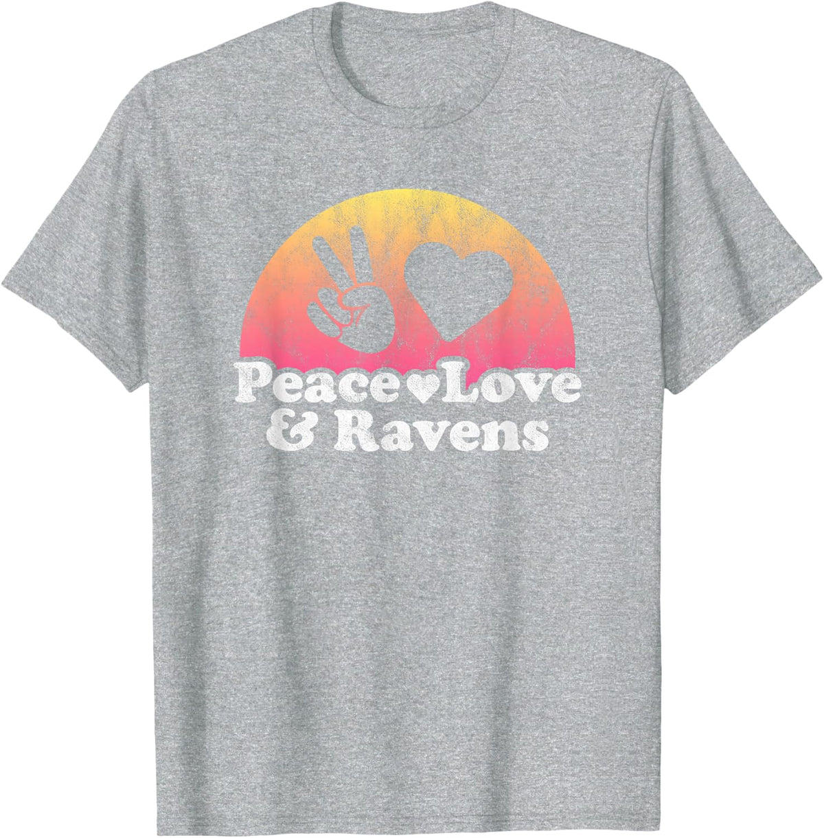 Peace Love and Ravens Raven T-Shirt - Heather Grey