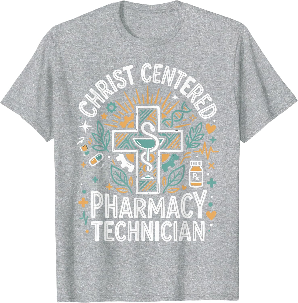 Christian Pharmacy Technician Jesus Christ Pharm Tech T-Shirt - Heather Grey